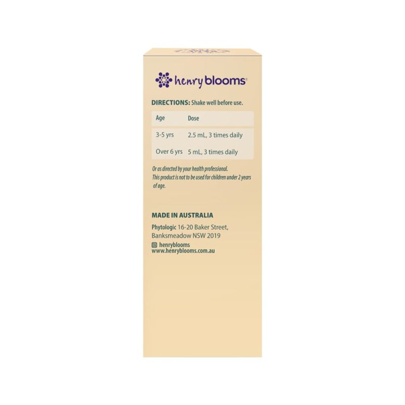 HENRY BLOOMS KIDS LIQUID COUGH CALM IVY WITH OLIVE LEAF ORANGE 100ML