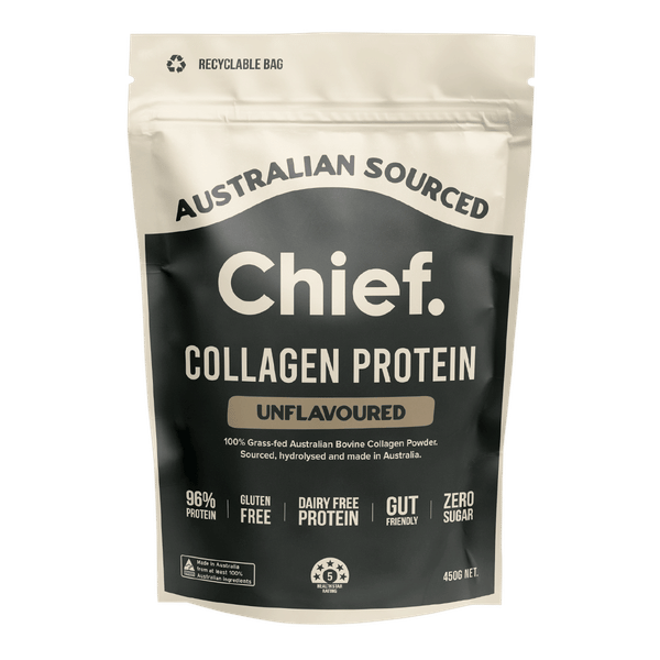 Chief. Collagen Protein (Unflavoured) Chief Collagen Protein 450 g Unflavoured 1 Chief. Collagen Protein (Unflavoured)