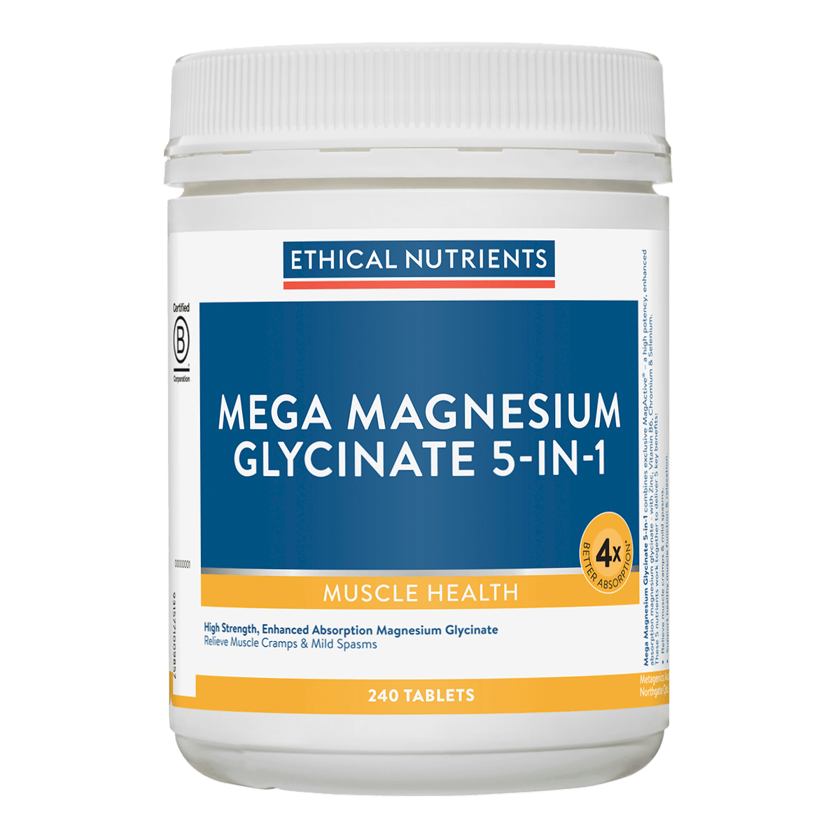 Ethical Nutrients Mega Magnesium Glycinate 5-1 (previously Mega Magnesium) Ethical Nutrients Mega Magnesium Glycinate 5 1 Muscle Health 240 Tabs Ethical Nutrients Mega Magnesium Glycinate 5-1 (previously Mega Magnesium)