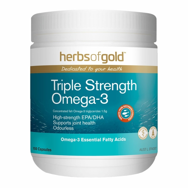 Herbs of Gold Triple Strength Omega-3 Herbs of Gold Triple Strength Omega 3 150 capsules 1 Herbs of Gold Triple Strength Omega-3